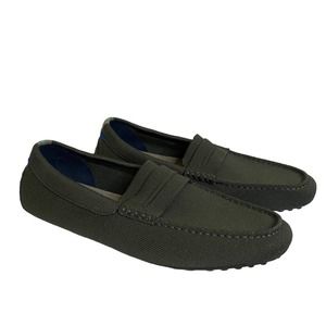 Rothy's The Driving Loafer Shoes Size M12.5 Olive Green Knit Slip On Casual